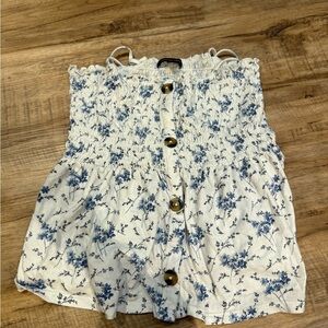 American Eagle Outfitters Blue Floral Tank Top